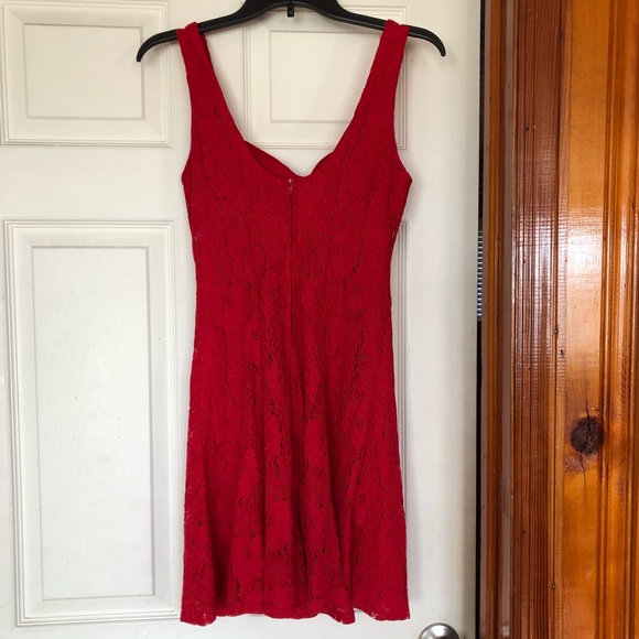 Short, Red, Lace Dress - Picture 2 of 4